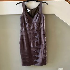 LondonTimes Taupe Tiered dress